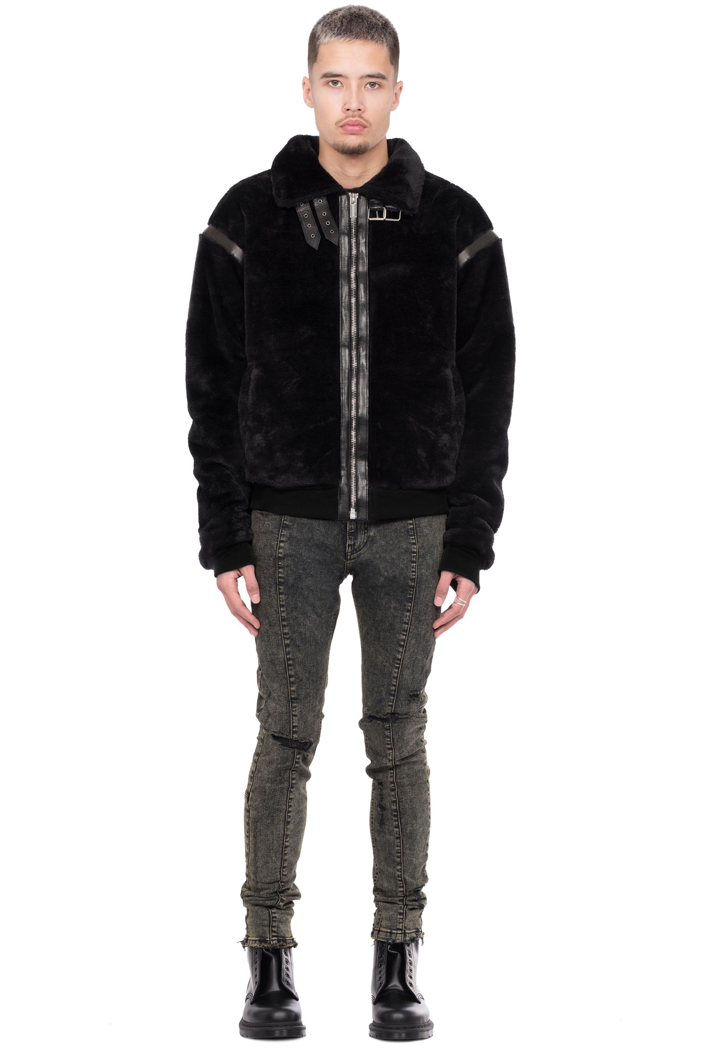 Heavy Faux Fur Jacket - Black
