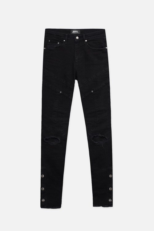 Optional Flared Racer Jeans - Black Denim